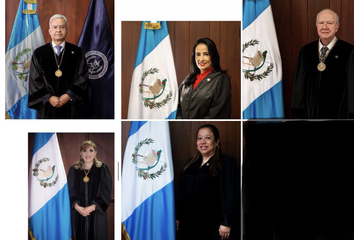 lanegrisgt's tweet photo. Ellos son los cinco magistrados (cuatro titulares y una suplente) que otorgaron el amparo a los 10 partidos políticos perdedores que buscan revisar actas de recepción de votos de la elección general del domingo 25 de junio. https://t.co/YrgKBeY0Sg
