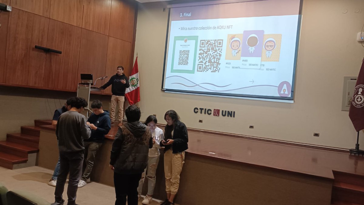Webmakers3DLat's tweet photo. 🤓 SEGUNDA SESSIÓN DEL TALLER DE CREACIÓN DE NFT🖼 con la ponencia de @Jesus_gomero  representante de @aqku.pe con una explicación mas a fondo del tema. Todos llegamos a subir nuestros primeros NFT en la red de @polygon y estamos listos para llevar nuestros proyectos a la web3. https://t.co/ZlYYO03jLL