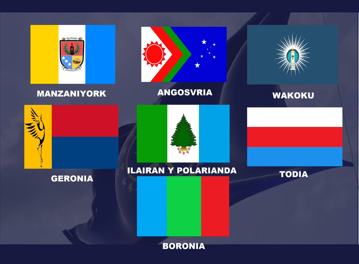 OMENU 2023:
Miembros socios oficiales:
Paises encabezados en la primera cumbre en la ciudad de "Porcellas" sede oficial de la OMENU
#Micronations #Micronaciones  
<a href="/ManzaniyorkGob/">República de Manzaniyork</a> <a href="/Gobiernofedera4/">Confederación Austral de Angosvria</a> <a href="/ilairanypolari1/">Ilairan y Polarianda</a> <a href="/federationGOVWa/">Commonwealth Empire of Wakoku(陽元連邦帝国 MFA)</a> <a href="/TodiaGov/">Govern de Todia</a> <a href="/rep_de_geronia/">República de Geronia</a> <a href="/RepublicBoronia/">Republic of Boronia</a>