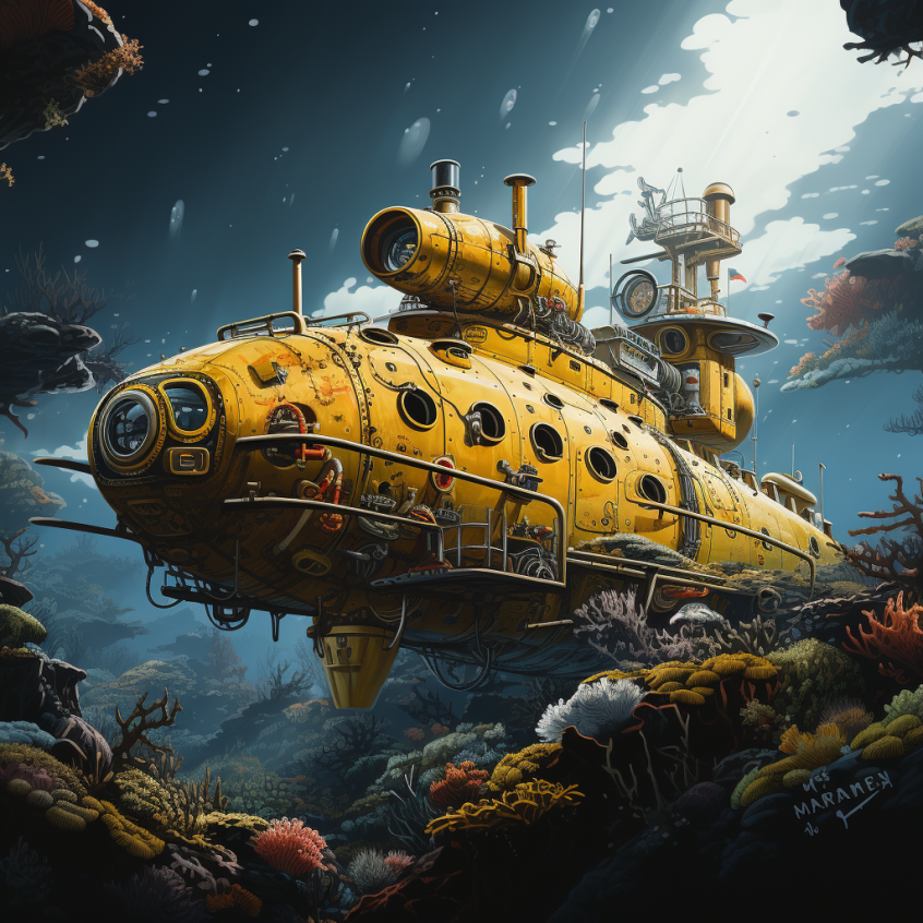 3ruceEth's tweet photo. #aiart #midjourney #yellow #submarine https://t.co/oVxXfydm0J