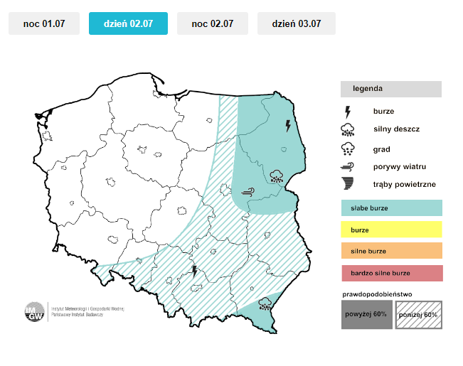 IMGWmeteo's tweet photo. Dziś pochmurno i przelotny deszcz. Na wsch. możliwe burze, lokalnie z gradem, opadami do 20mm i porywami wiatru do 60 km/h. 
🌡Temperatura od 19°C nad morzem do 27°C na płd. 💨Wiatr umiarkowany i porywisty, nad morzem dość silny i z porywami do 65 km/h, płd.-zach. i zach.
#IMGW https://t.co/hQ3MNbAvuu