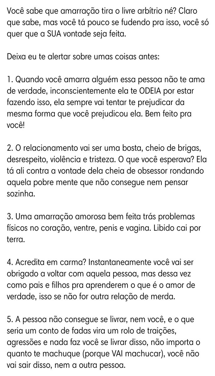 Crislai58526968's tweet photo. @centralreality Sinceramente a coisa mais triste no MUNDO é você ouvir alguém falar que fez amarração, feitiço, macumba pra ( ficar com alguém) Para alguém voltar pra você etc. 

- Imagino a vida desgraçada dessa pessoa a chega ponto desse.

AMARRAÇÃO É MAGIA DENSA,das mais negativas que tem. 🤦🏻‍♀️ https://t.co/exB3os5CLg