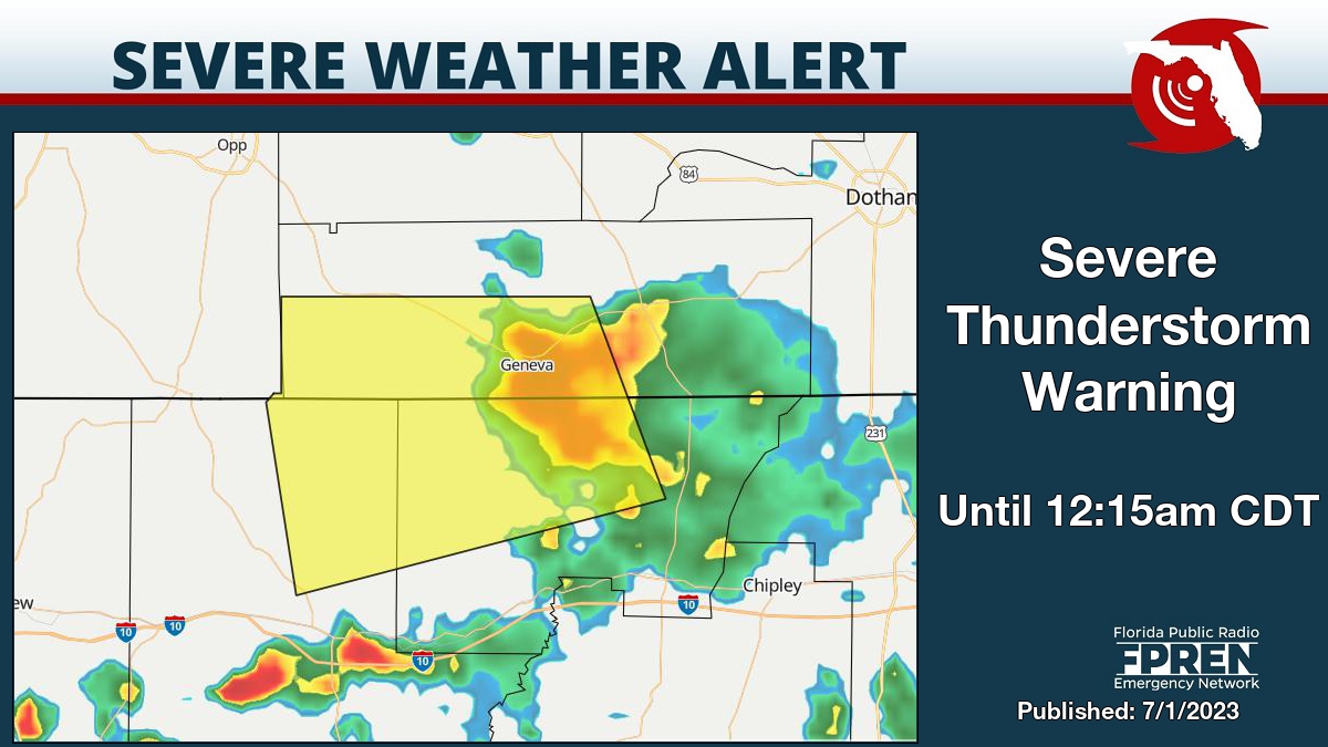 Severe Thunderstorm Warning for Holmes and Walton County until 12:15am CDT. Details on the Florida Storms app. #flwx