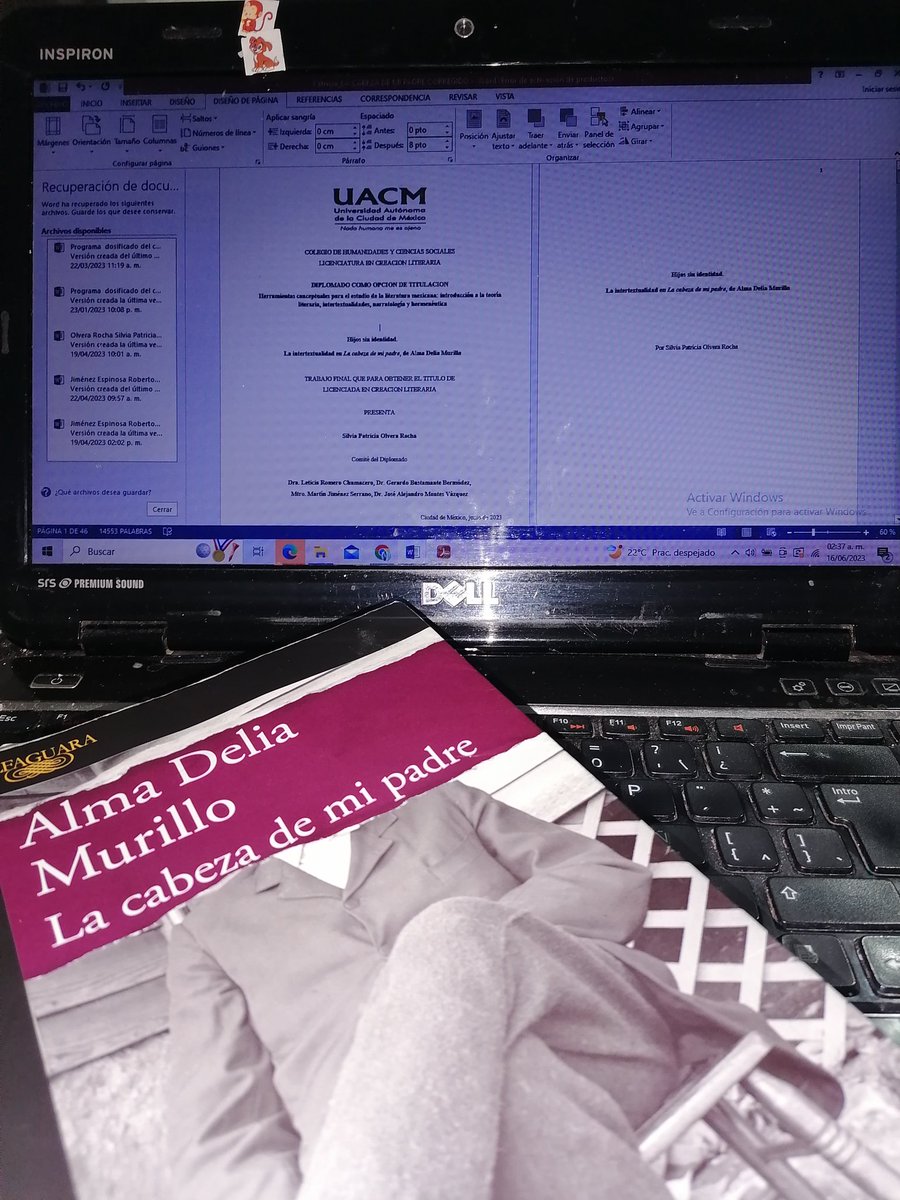 @jsolerescritor @AlmaDeliaMC Tan tremenda que fue mi objeto de estudio para que este martes pasado me  titulara en la licenciatura de #CreaciónLiteraria en la @UACM  #Intertextualidades #GérardGennette #LaCabezaDeMiPadre