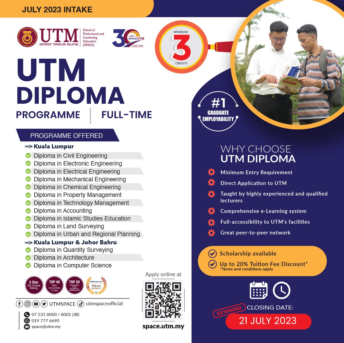 spaceutm_'s tweet photo. Ayuh..Mohon segera!📷
#Tahniah #spm2022 #utmspace #diplomautm #utm #johor #kualalumpur
#UTM #Diploma #FurtherStudy #MalaysiaMadani #SPM2022 #SPM #furtherstudy #afterSPM #JointProgramme
#accredited #foundation #degree #ijazahsarjanamuda #utmidp
#biasiswa #tabungendowmen https://t.co/er8UYoWAi9