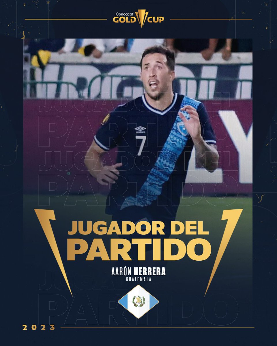 GoldCup's tweet photo. 🎉🇬🇹 ¡Felicidades a Aarón Herrera de @fedefut_oficial por ser elegido como el Jugador del Partido! ⭐

#GoldCup https://t.co/X0Ys5VQLWs