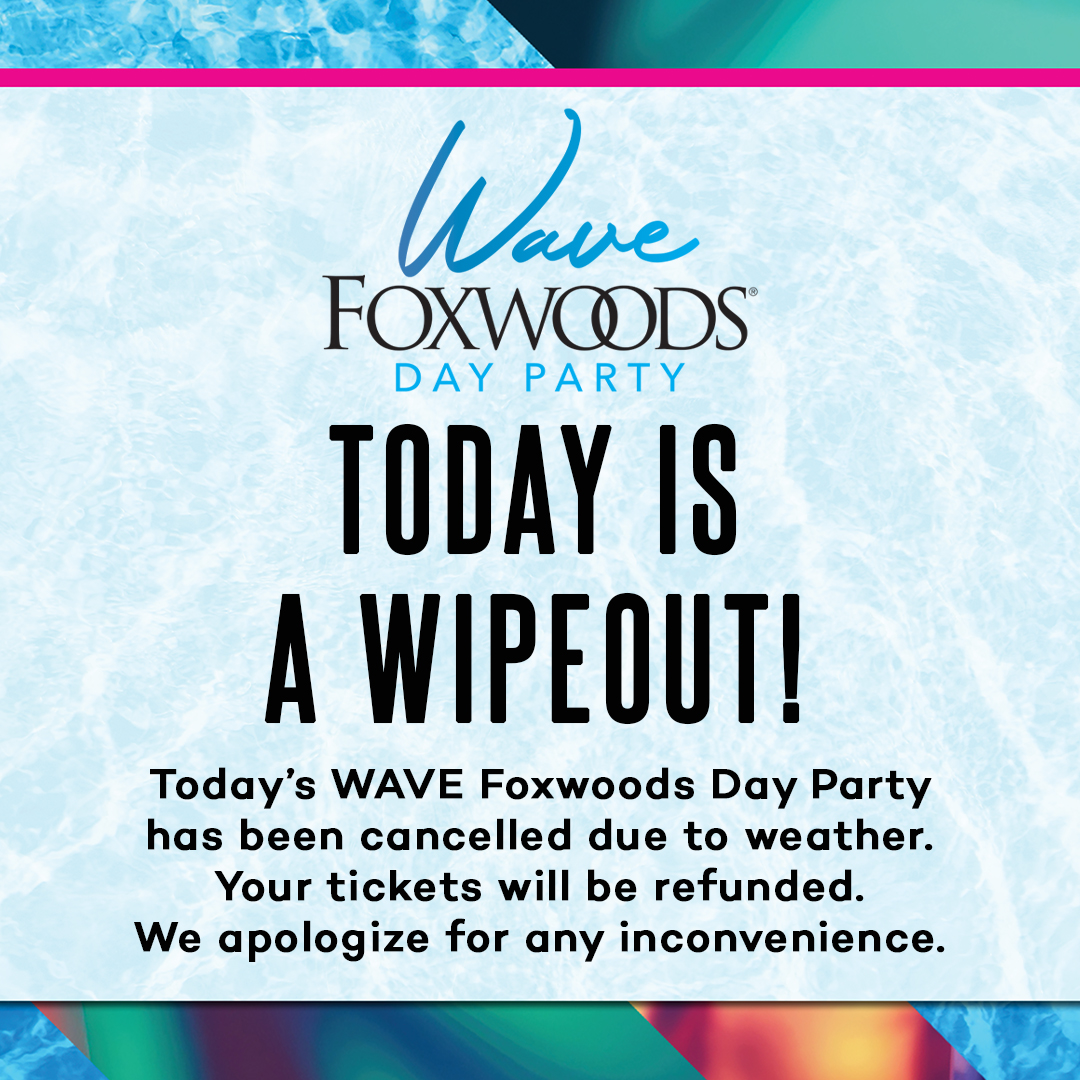 wavefoxwoods's tweet photo. Due to the weather, WAVE Foxwoods is canceled. We’ve issued refunds to any ticket holders. We apologize for any inconvenience!

WAVE Foxwoods will kick off next Sunday, July 9th. Celebrating Red, White, and Blue with @officialroadhouse. Link in bio to grab your tickets! https://t.co/NwTy0KnTjV