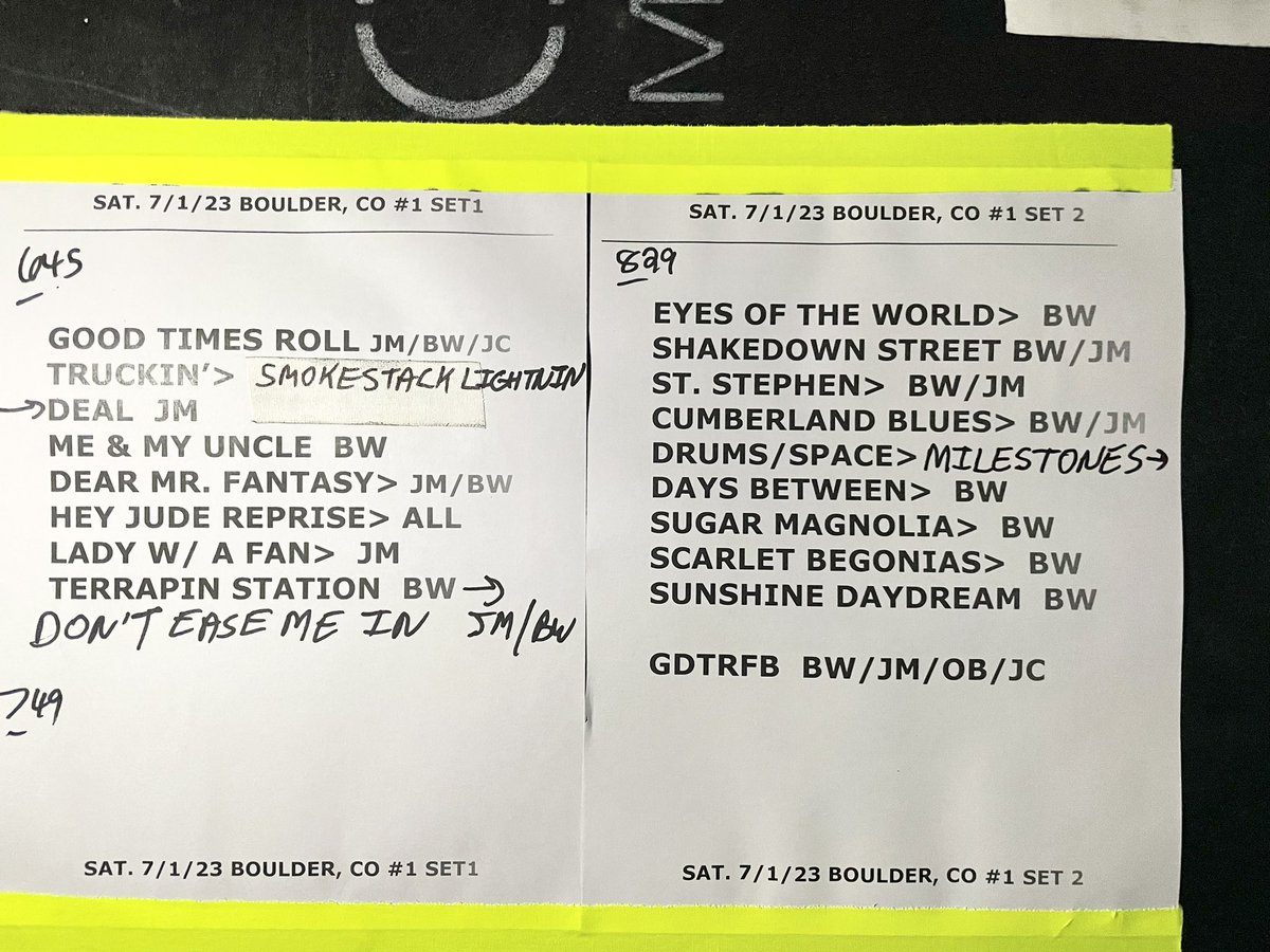 deadandcompany's tweet photo. Sat. 7/1/23 Boulder, CO
Showtime: 645pm-10:31pm
Next show: Sun. 7/2/23 Boulder, CO EARLIER 630pm showtime, don’t be late!!
📷: Matt Busch https://t.co/LbydRtWA0S