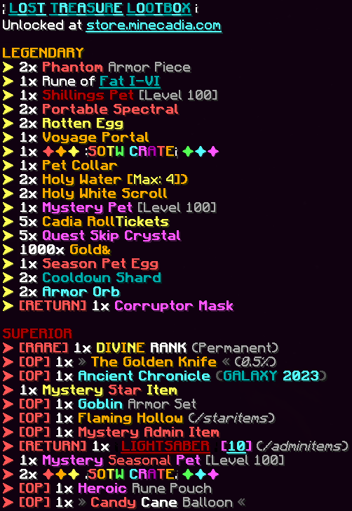 PlayMinecadia's tweet photo. The Lost Treasure Lootbox has just been released on the Factions Galaxy realm! 🌞 

In celebration, we'll be giving away the following:  
☄️ 6x Lost Treasure Lootbox
☄️ 6x Lost Treasure Lootbox
🪙 3,500x Gold 

Follow Us, Retweet, and Like to enter! 💙
