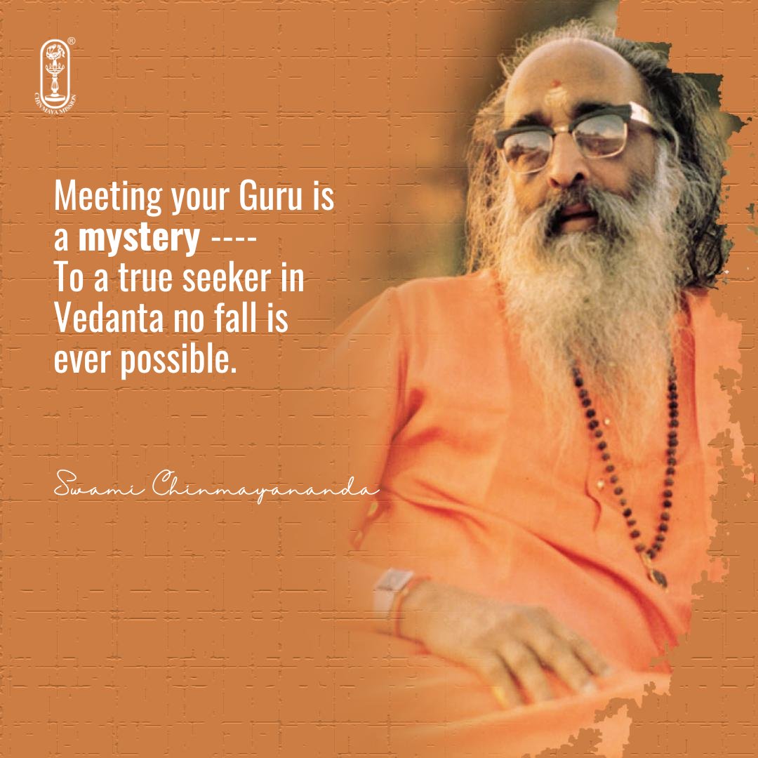 Meeting your Guru is a mystery ---- is a miracle. #SwamiChinmayananda #VedantaForYOUth Join the 19th Residential Vedanta Course at Sandeepany Sadhanalaya, Mumbai 👉🏽 sandeepany.chinmayamission.com