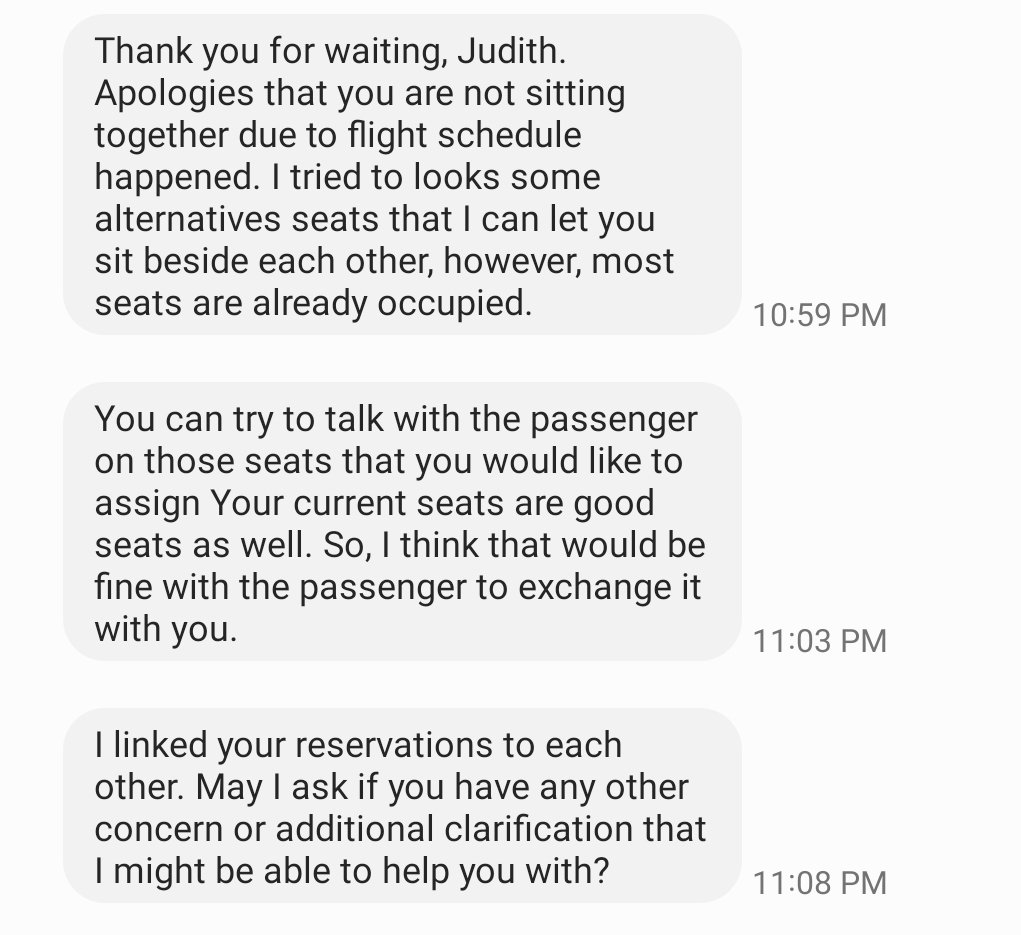 jmdaza1's tweet photo. @Delta changed my seats for 3 flights w/out telling me. Despite paying 4 reserved seats in Feb '23, I'm now sitting away from my family  Asked @Delta to move me. Only seat in their row/aisle is now occupied w/a stranger. They said No &amp; suggested I ask the passenger to trade. WTF? https://t.co/ZsnLWniyT9