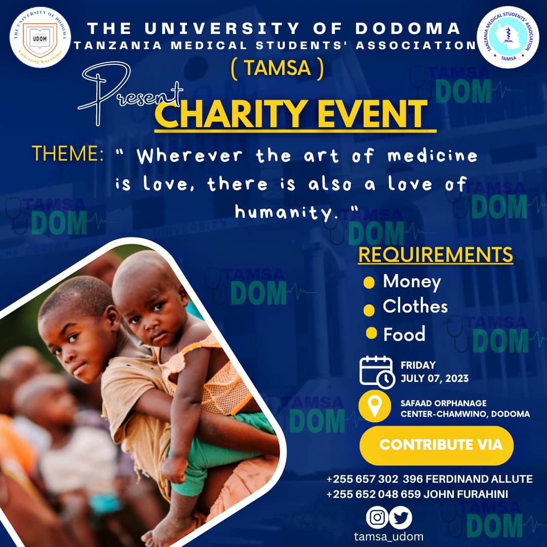 AzizaAthuman18's tweet photo. "wherever the art of medicine is love there is also a love of humanity"
On implementing this @tamsa_udom present #charityevent on 07/07/2023 join us on making their #smile by what you can contribute/donate via the listed number👇 
@tamsatanzania 
@Nehemiah_mtitu https://t.co/atXxqHo7Gd