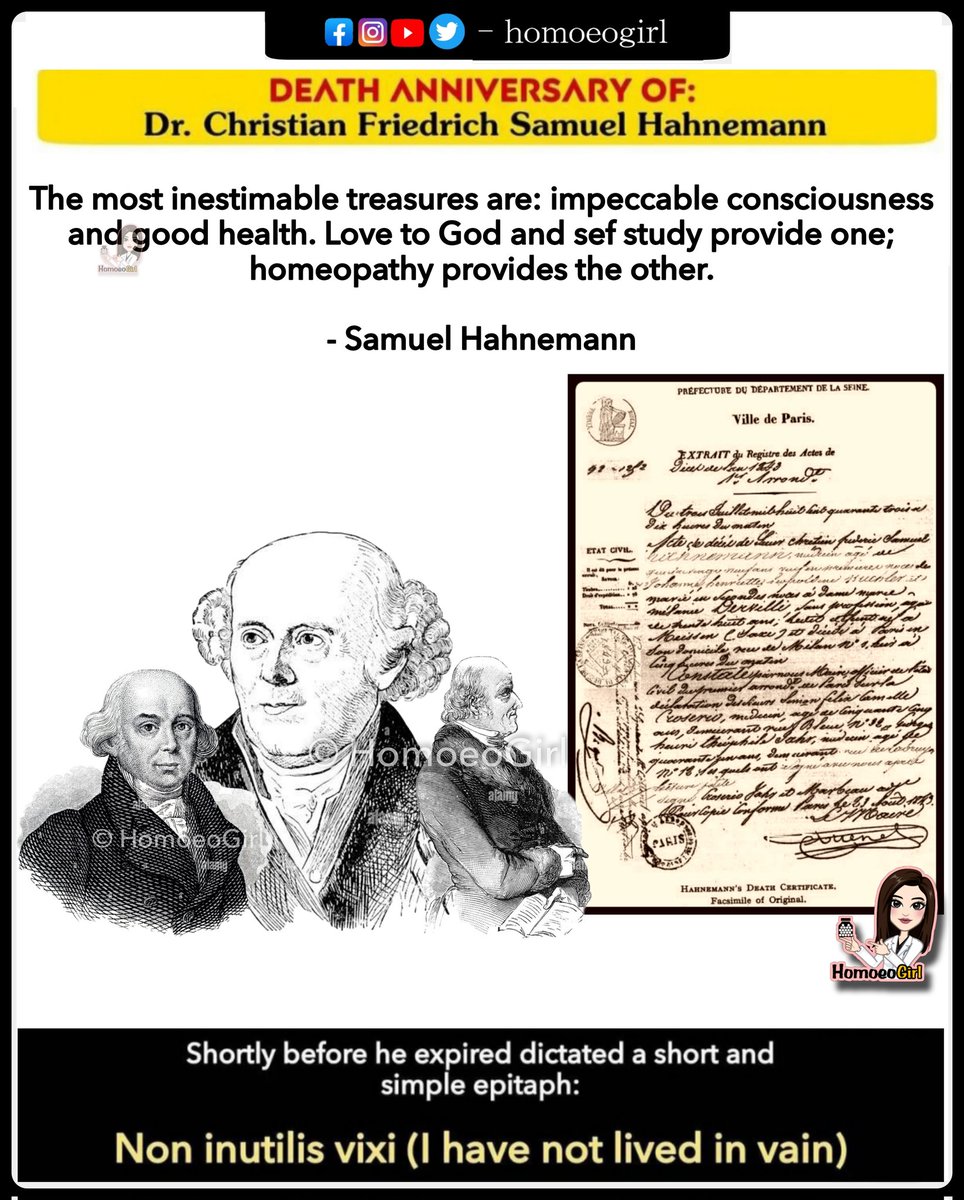 Death anniversary of Dr Christian Friedrich Samuel Hahnemann

#homoeopathy
#homeopathy