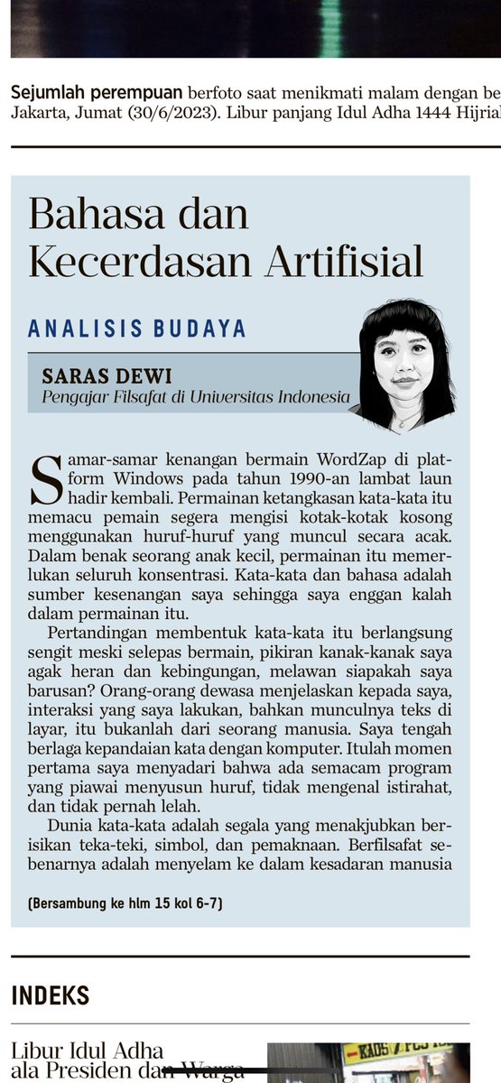 sarasdewi's tweet photo. Aku menulis tentang perkembangan teks oleh kecerdasan artifisial. Lalu mengenai regulasi yang amat dibutuhkan untuk mengatur industri AI. Selamat hari Minggu! https://t.co/V6a6O7Cq2H