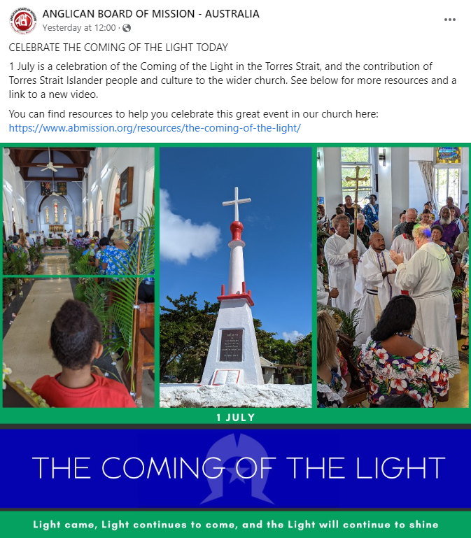 AustAnglican's tweet photo. 1 July: The Coming of the Light | #152years Great information and resources on the ABM website: https://t.co/4C8cKG9zBY https://t.co/zm3j9abPNi