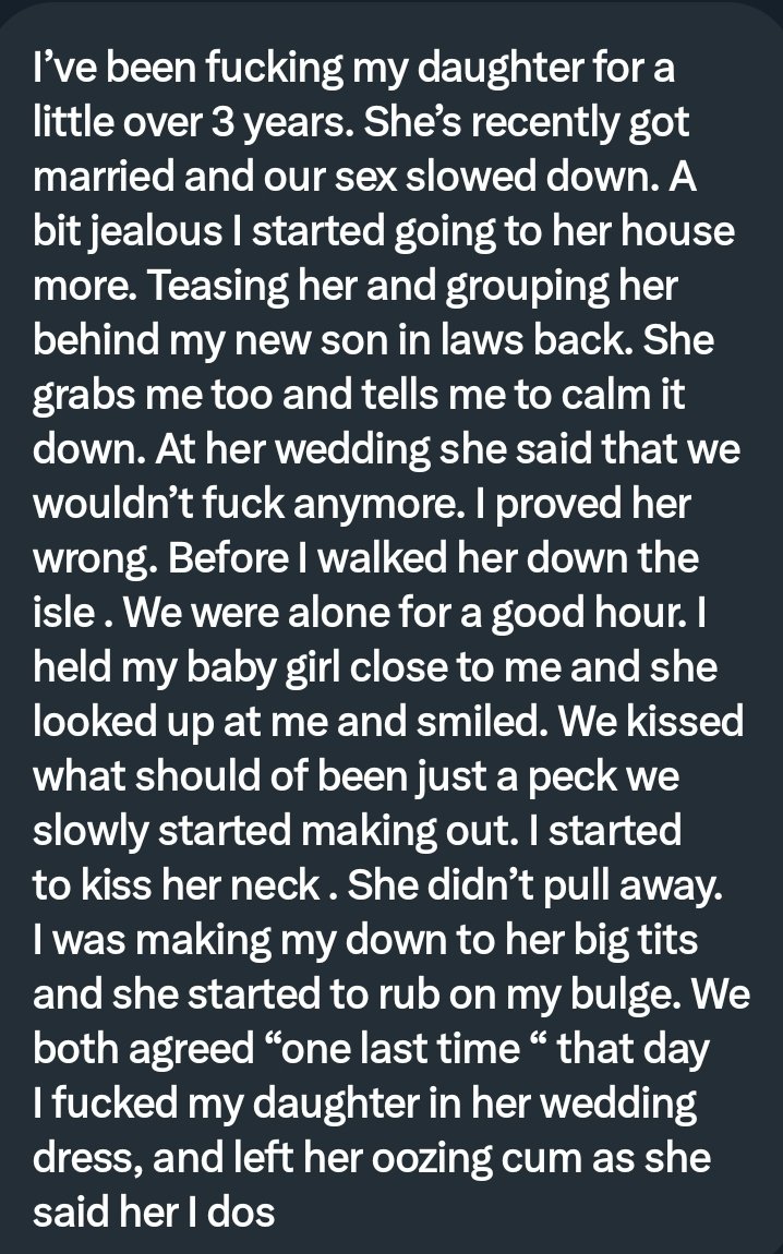 PervConfession's tweet photo. He fucked his daughter on her wedding day https://t.co/bR1DMAtDKu