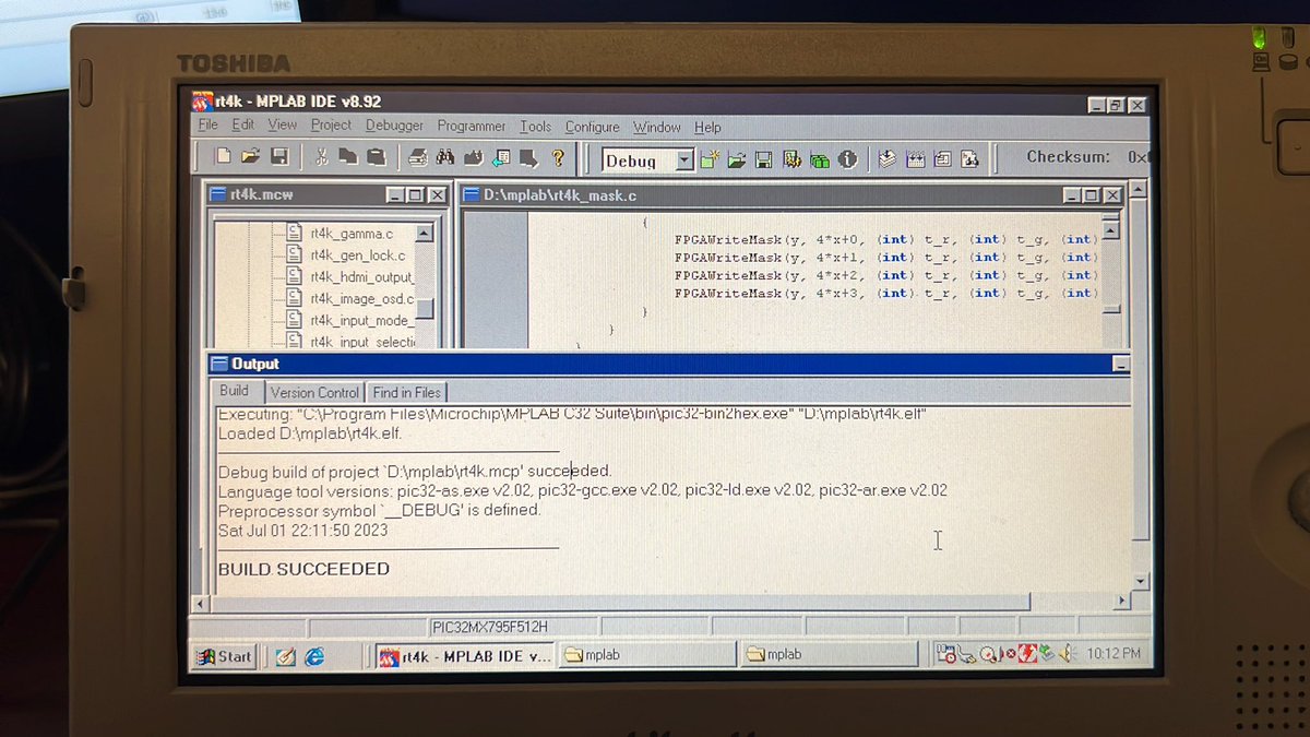 retrotink2's tweet image. Successfully built the RT4K firmware on the Libretto running Win98SE 🤣🤡🤣

Personally, I’ve always found @MicrochipTech dev tools to be perfect for a grumpy analog EE such as myself.

Can’t believe I’m developing a 4K video scaler on Pentium 233 🤣