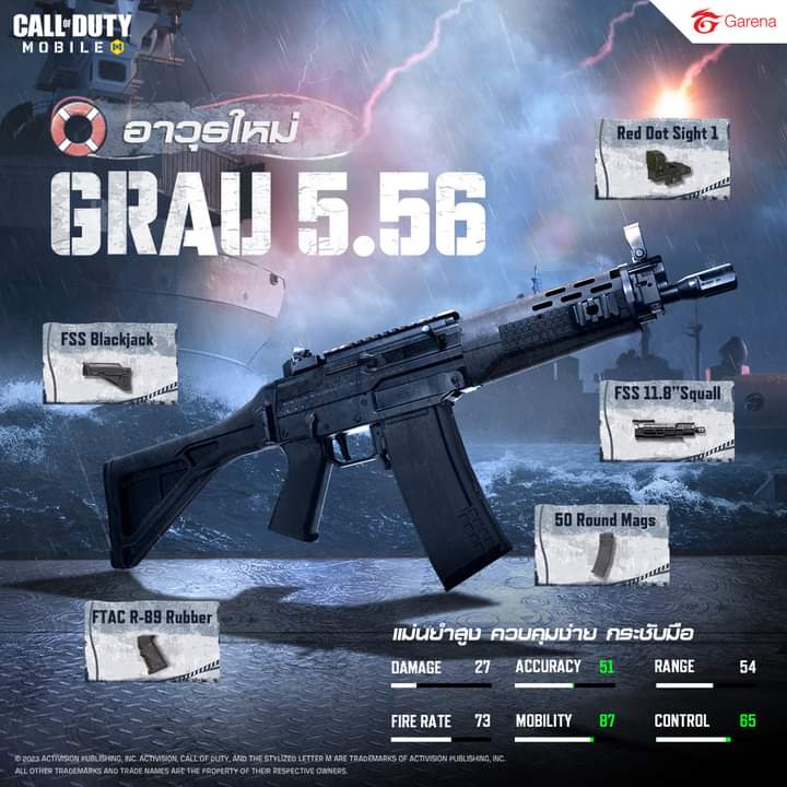 MickeyMickMmose's tweet photo. 🔥 เตรียมพบกับเร็วนี้ปืน AR "GRAU 5.56" ใน #callofdutymobile

⚔️ แม่นยำสูง ควบคุมง่าย กระชับมือ
.
📌 ปืนไรเฟิลจู่โจมระยะกลางที่มีความคล่องตัวดีเยี่ยม 
🔥 สามารถแต่งปืนเพื่อปรับความสามารถของปืน ให้เหมาะกับสไตล์การเล่นได้

#codmth #codm #Callofdutymobile https://t.co/iCx7YBTeoA