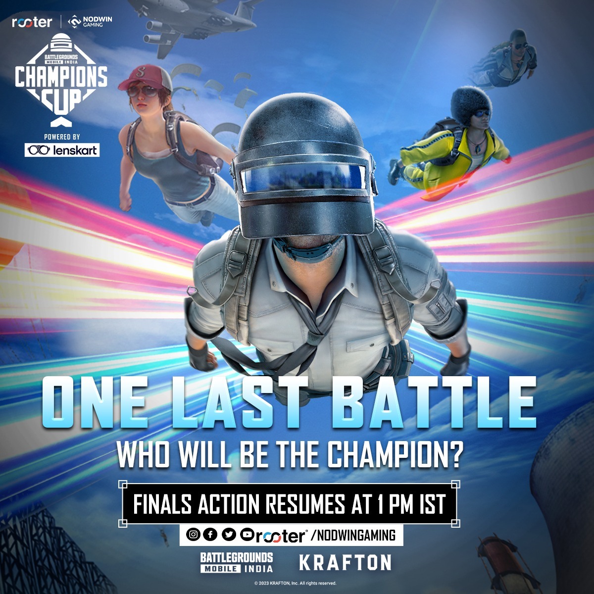 NodwinGaming's tweet photo. The D-Day is here๐ฅ๐ช๐ Who do you think will be crowned as the Champion today?๐
#BMCC #BGMI #esports #gaming #championscup #onelastbattle https://t.co/2sVZqVMQyk