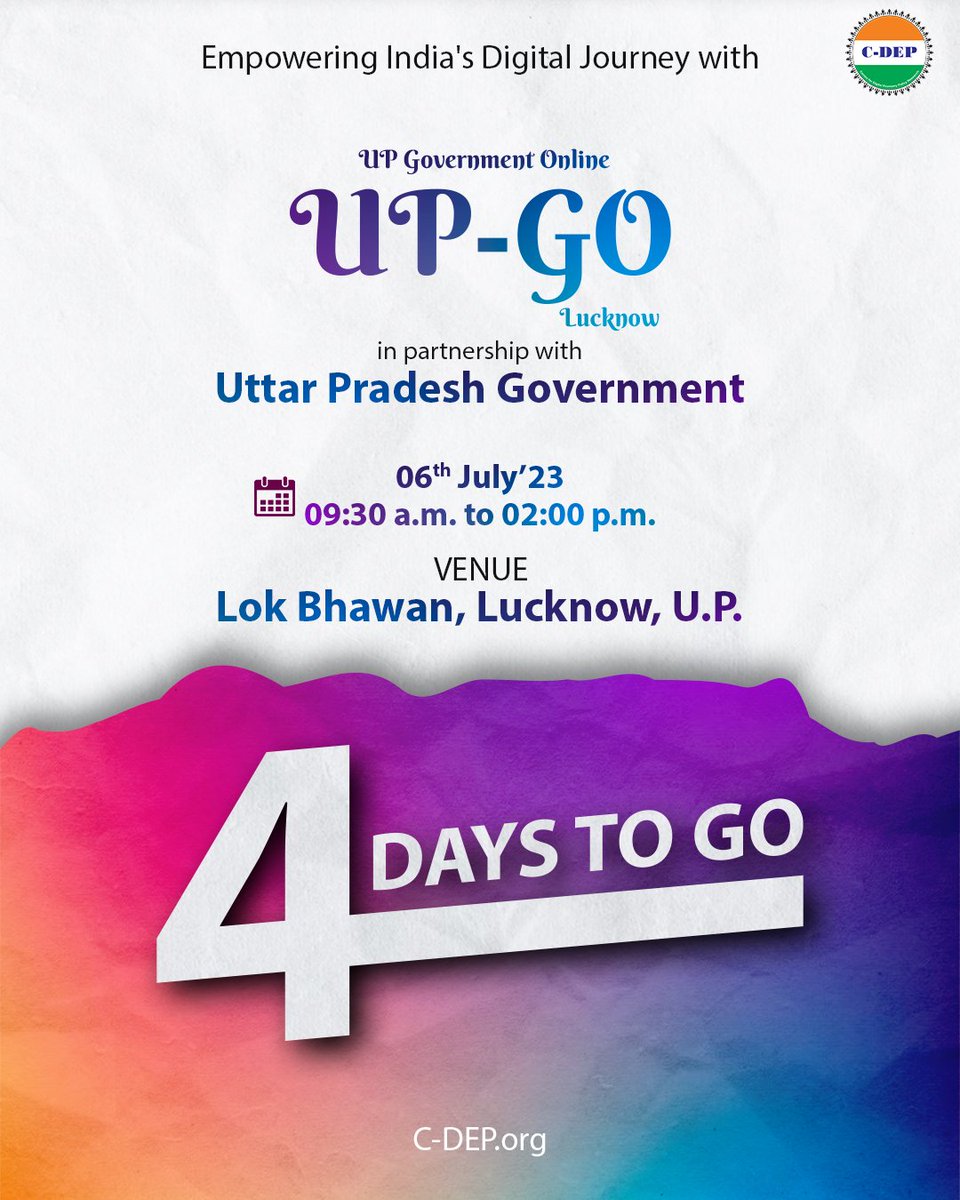 CDEPResearch's tweet photo. 4 days to 𝗨𝗣-𝗚𝗢! 🚀✨
A conclave in #Lucknow where emerging technologies such as AI, Blockchain and #Cloud technologies take centrestage.
Stay tuned for updates. The event will be streamed live on C-DEP #YouTube channel. 🎥🔴
#UPGO #EmergingTechnologies #AI, #Blockchain https://t.co/5ECWzySUG9