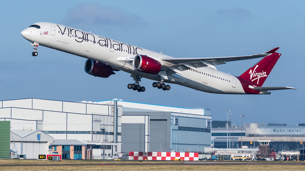 AvgeekMel's tweet photo. One of @VirginAtlantic lovely @AirbusintheUK A350-1041 planes G-VLIB departing a sunny @manairport Jan 2023 #aviation #virginatlantic #livefromvirgin #avgeek https://t.co/5E51IN8lvE
