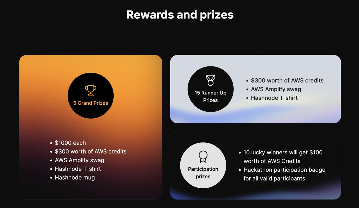 akitsukada's tweet image. #AWSAmplify のハッカソン、7/1〜7/31 で開催中です！いくつか賞があるみたいです。興味ある方お申し込みぜひ〜