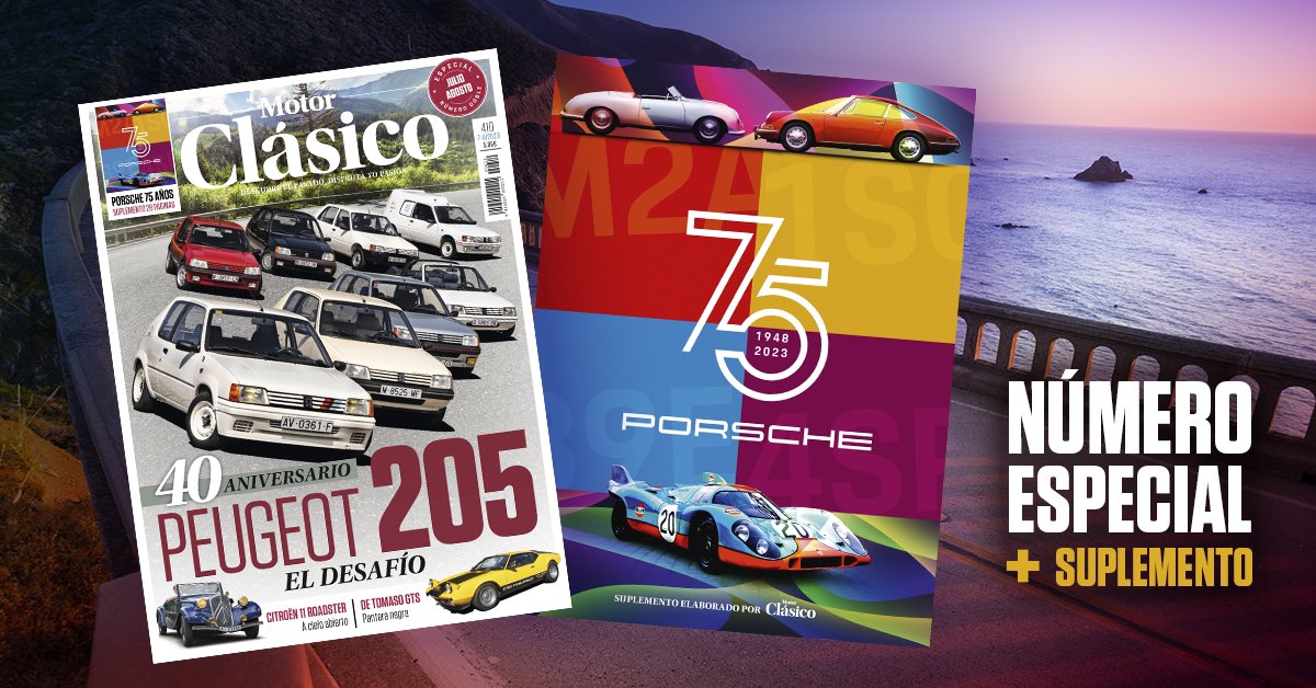 Julio, verano, buen tiempo y tiempo para descansar…. y Motor Clásico. Para esos momentos, hemos preparado un número muy especial: Peugeot 205 y 75º Aniversario de Porsche. ¡Disfrutadlo!
<a href="/PeugeotES/">Peugeot España</a> <a href="/Porsche_Iberica/">Porsche Ibérica</a>