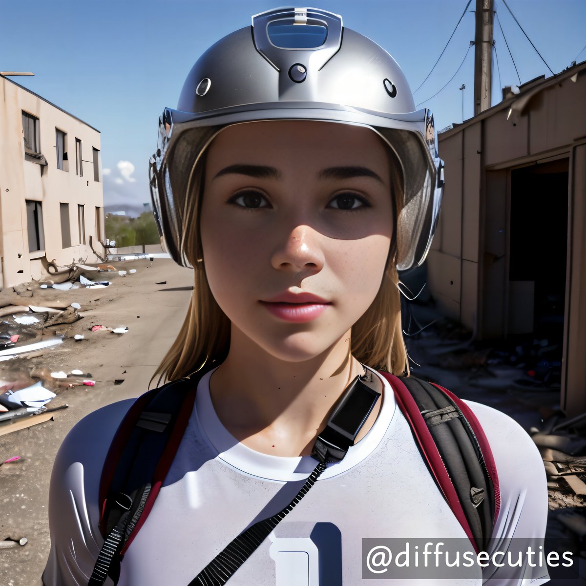 diffusecuties's tweet photo. twitter 
post-apocalyptic worlds 3/5
#postapocalypticteen #diffusecuties
#ai #aigirl #aicuties #generativeimage #teenmodel #girl #fitgirls #automatic1111 #stablediffusion
#sexy #cutegirls #cute #love #beautiful  #beautifulgirls #likeforlikes #aigirls #hotgirl #prettygirls https://t.co/YI2NFMPlgu