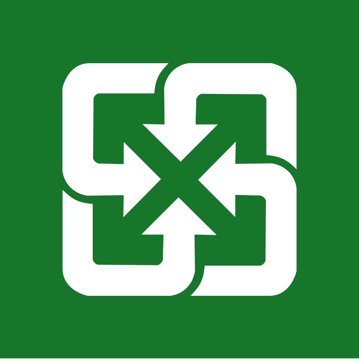 dumpling_ct's tweet photo. @daniel_eckler This recycling symbol is also a great one, white indicates in and green indicates out. https://t.co/qDG7e0zOho