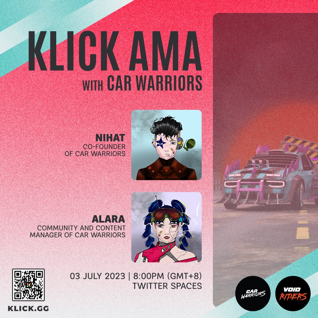 Introducing <a href="/carwarriors_/">Car Warriors - Now Available !</a>, a car battle royale game launching this July! 

Interested in knowing what they're building?

Join the AMA tomorrow featuring Nihat, co-founder, and Alara, community/content manager of Car Warriors 🫣

Date: 3rd July 
Time: 8 PM (GMT +8)