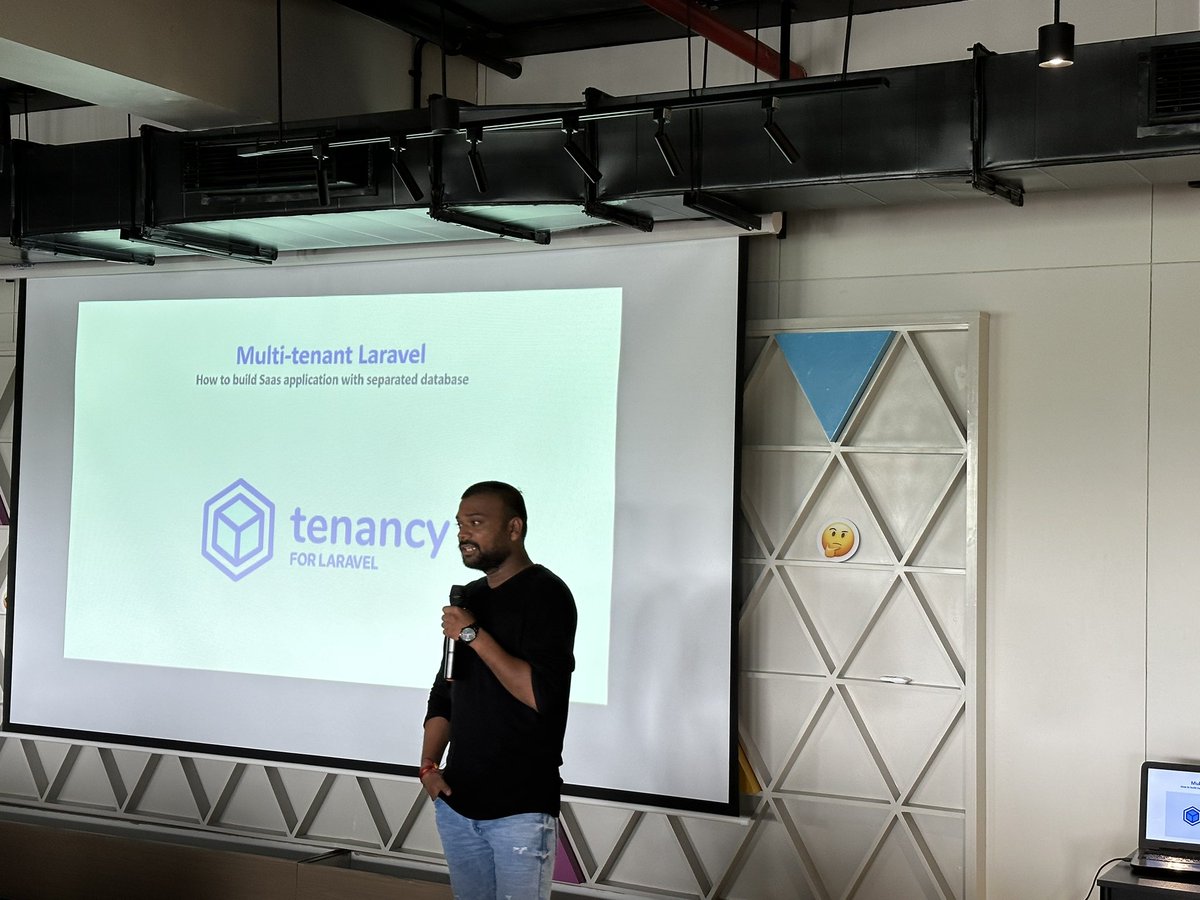 ruchit288's tweet image. 🚀@LaravelAhm June meetup  - 
🔥Spicy and ⚡️session of Multi Tenancy by @dhavaljoshi07 at @7SpanHQ .

Wonderful insights and live demonstration.

This will be really helpful if you want to start a SaaS application. 

#multitenancy #laravel #php #saas #developer