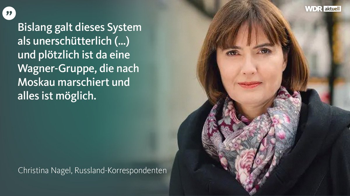 WDRaktuell's tweet photo. Selbst das russische Staatsfernsehen sei von dem Aufstand der Wagner-Söldner überrumpelt gewesen, berichtet WDR-Moskau-Korrespondentin Christina Nagel.
https://t.co/TVYUZw9iZd https://t.co/1q060rTpom