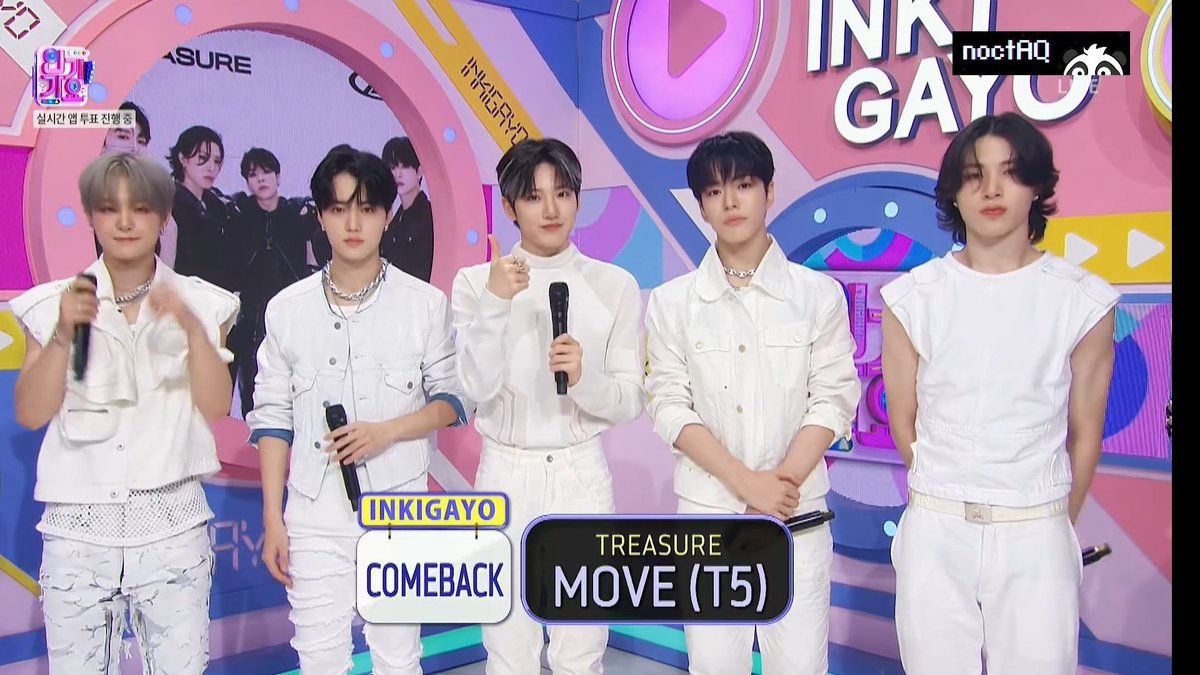 kanemoyoshi's tweet photo. TREASURE T5 IS FINALLY BACK AT INKIGAYO! 🫶🏼

T5 MOVE ON INKIGAYO 
#T5_MOVE_HotStage 
#티파이브_인기가요 
#T5_MOVE 
@treasuremembers https://t.co/Gbl2isoEZY