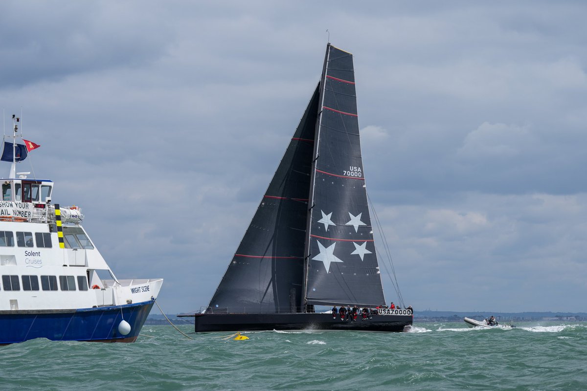RoundtheIsland's tweet photo. Huge congratulations to Volvo 70 ‘Tschuss 2’ - race winner (Gold Roman Bowl), Line Honours, IRC Overall. 

See the event website for all the race results and images from yesterday’s race. 

#RaceforAll #RoundtheIsland @ISC_Cowes @BandG_Sailing @HellyHansen 
Image @ianroman https://t.co/4gLum4EwC7