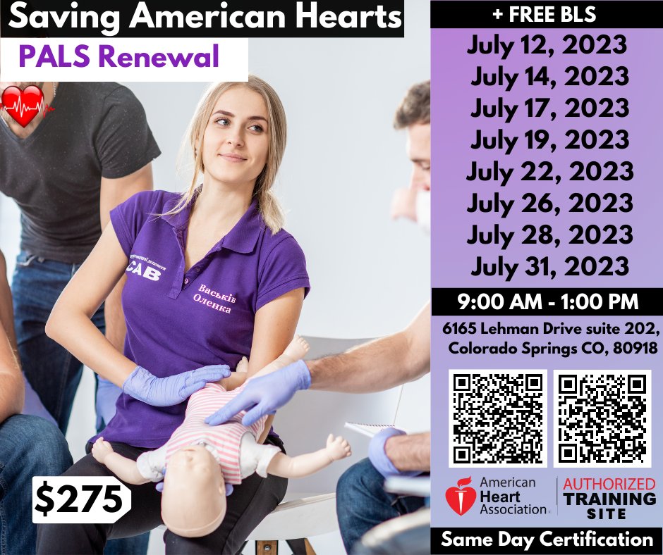 Is your PALS Certification up to date?  We've got you covered with upcoming class dates available all the way into September. Visit our website to register for a class near you! #PALS #CertificationRenewal #HealthcareProfessionals #FirstResponders #CPR #AED #RIPTwitter #MySpace