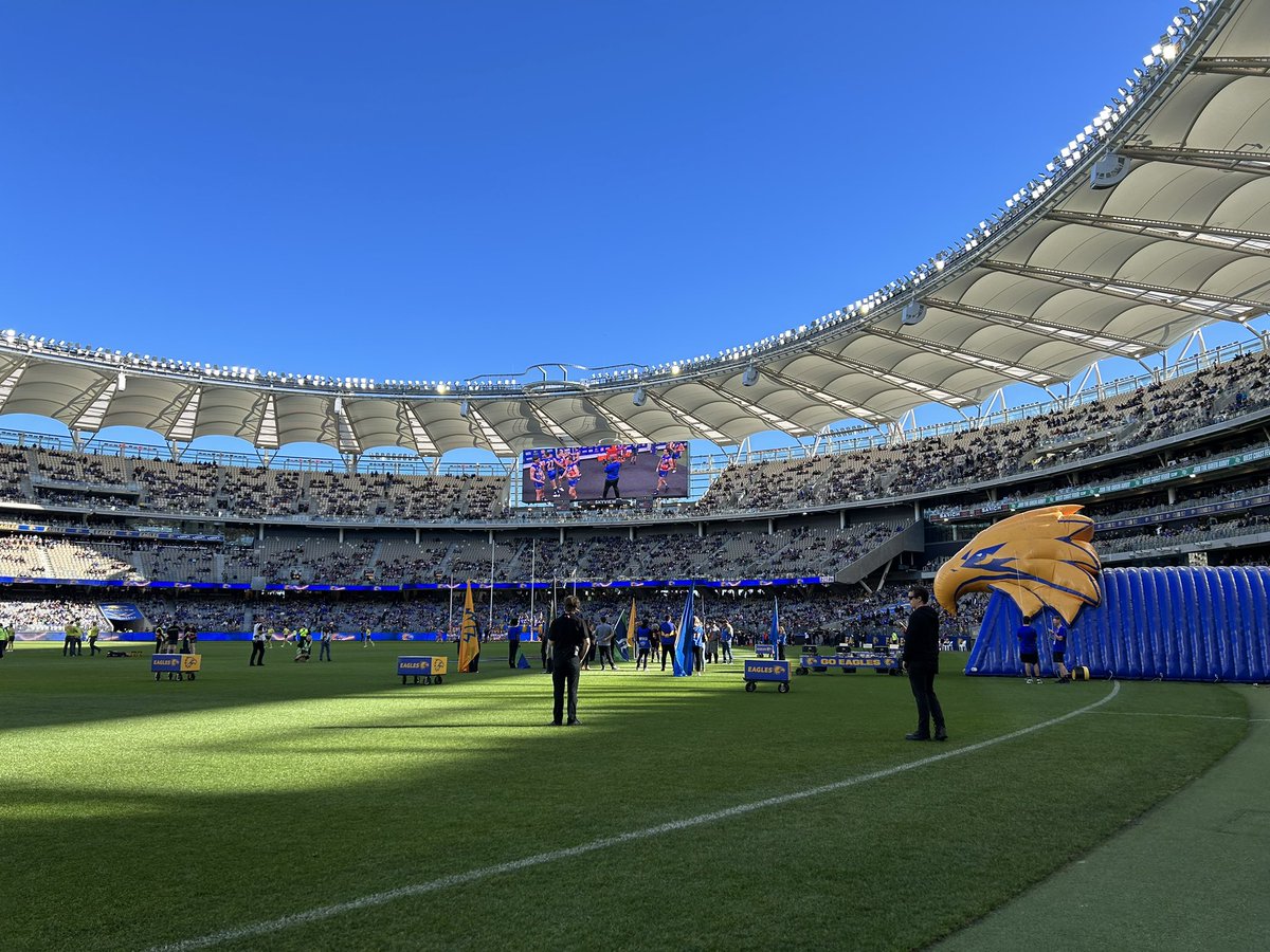 Beautiful day for footy at <a href="/OptusStadium/">OptusStadium</a> for <a href="/WestCoastEagles/">West Coast Eagles</a> and <a href="/stkildafc/">St Kilda FC</a> ☀️🏉

Eagles assistant coach Matthew Knights labelled last weeks 171 point loss to the Swans “disgusting.”

Can the West Coast respond? Tune in to <a href="/6PR/">6PR Perth</a> <a href="/6prfootball/">6PR Football</a>