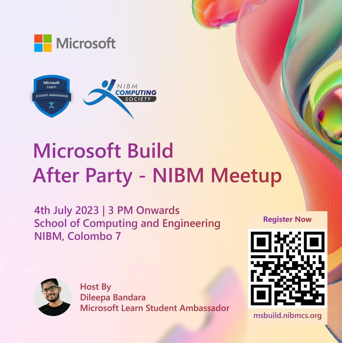 nibmcs's tweet image. 🚀 Join us at the Microsoft Build After Party
Get ready for an exciting journey into the world of Microsoft Developer Tools as you level up your skills and explore the power of the AI Assistant!
Register msbuild.nibmcs.org
#NIBMCS #NIBM #lka #MLSA #Microsoft