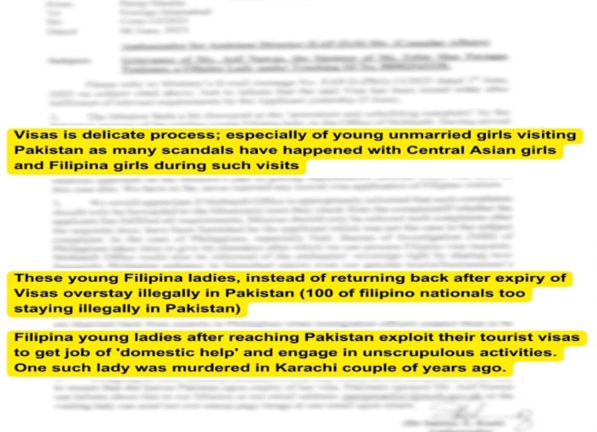 arjun112245's tweet photo. The inappropriate statement made by the Pakistani ambassador, implying that Filipina young girls purposely overstay their visas and engage in unethical activities, is negatively perceived and creates tension between Pakistan and the Philippines. #FilipinaAreNotCheat #ImtiazKazi https://t.co/cQH4b2r5V0
