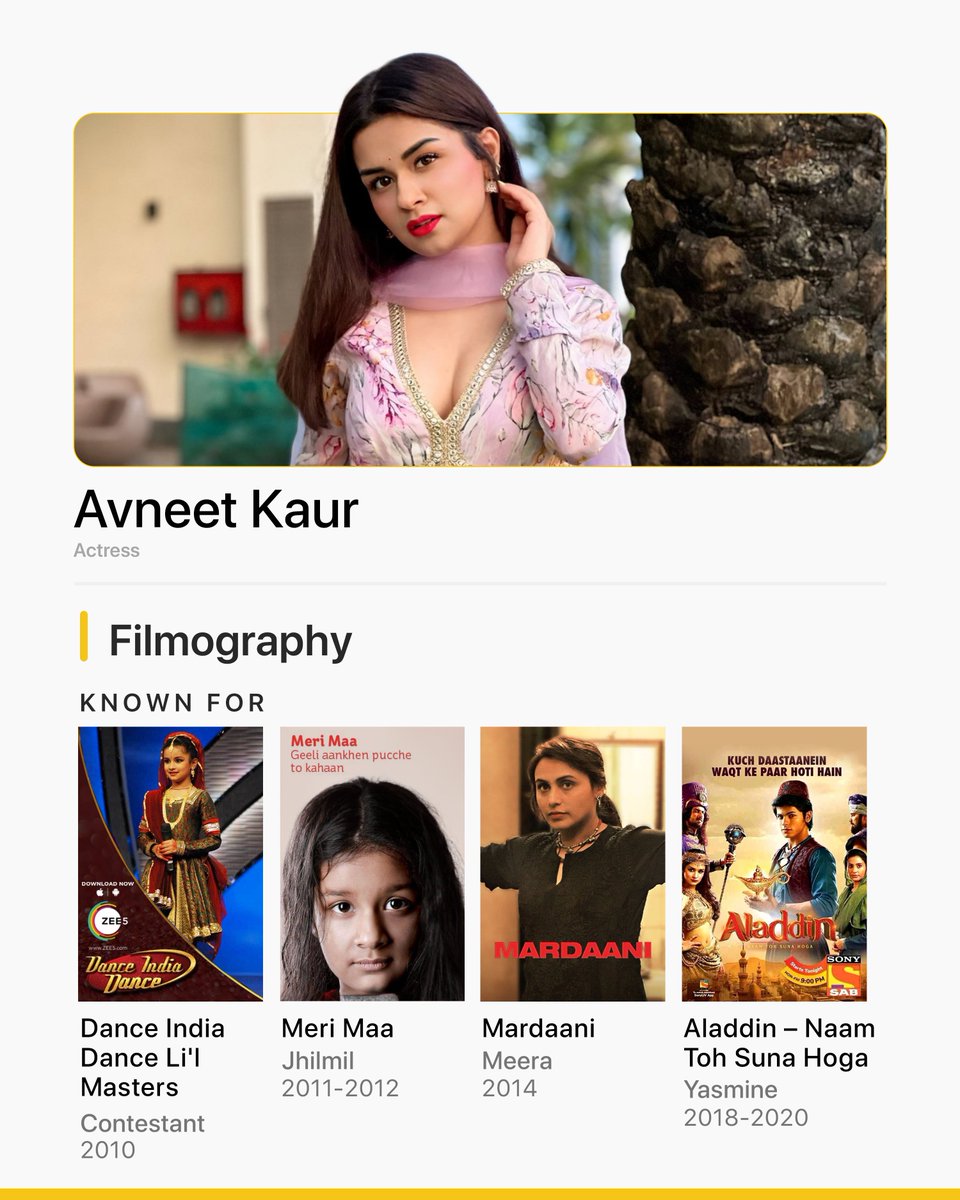 From making her onscreen debut with the dance reality show Dance India Dance Li’l Masters to @PrimeVideoIN 's Tiku Weds Sheru and everything in between ✨ Here’s looking back at the performances @iavneetkaur is known for 💛