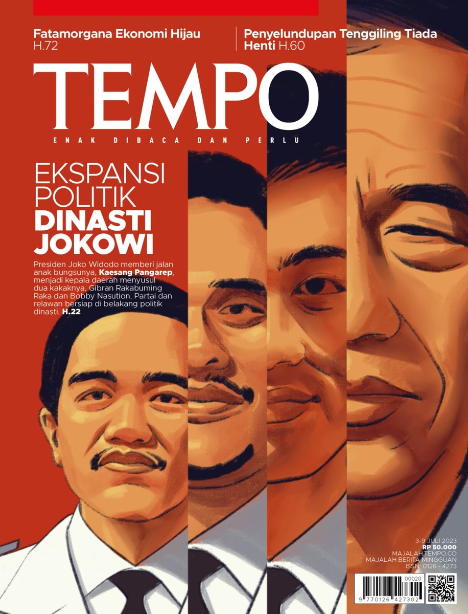 Joko Widodo menjadi presiden pertama Indonesia yang anak dan menantunya menjadi wali kota. 

Kini Jokowi hendak meluaskan dinasti politik dengan memberi restu Kaesang Pangarep, anak bungsunya, maju sebagai calon Wali Kota Depok. #majalahtempo 

majalah.tempo.co
