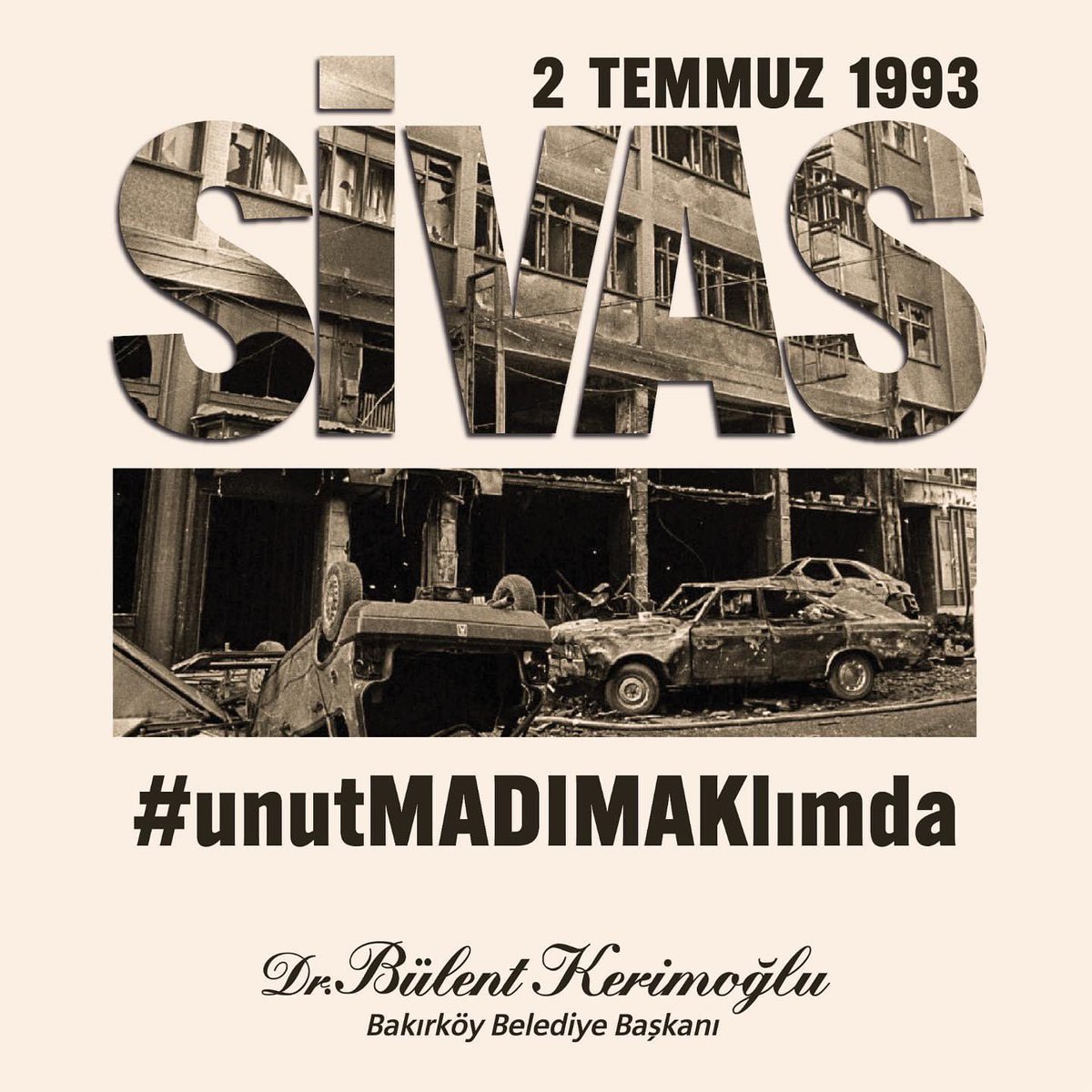 2 Temmuz 1993' te Sivas'ta yaşanan katliam; çağdaşlığa, demokrasiye, laikliğe, barış içinde yaşama ve çok kültürlü dokuya yapılan saldırıydı. Ülkemizin ortak acısı olan #SivasKatliamı’nda yitip giden Canları saygıyla anıyorum.
#unutMADIMAKlımda
