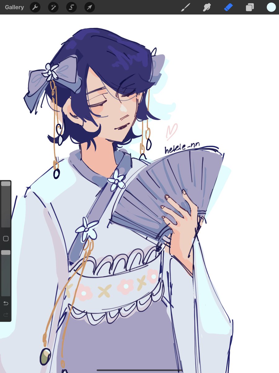 helele_nn's tweet image. i had to draw yusuke in the pretty dress i got him…… #Persona5