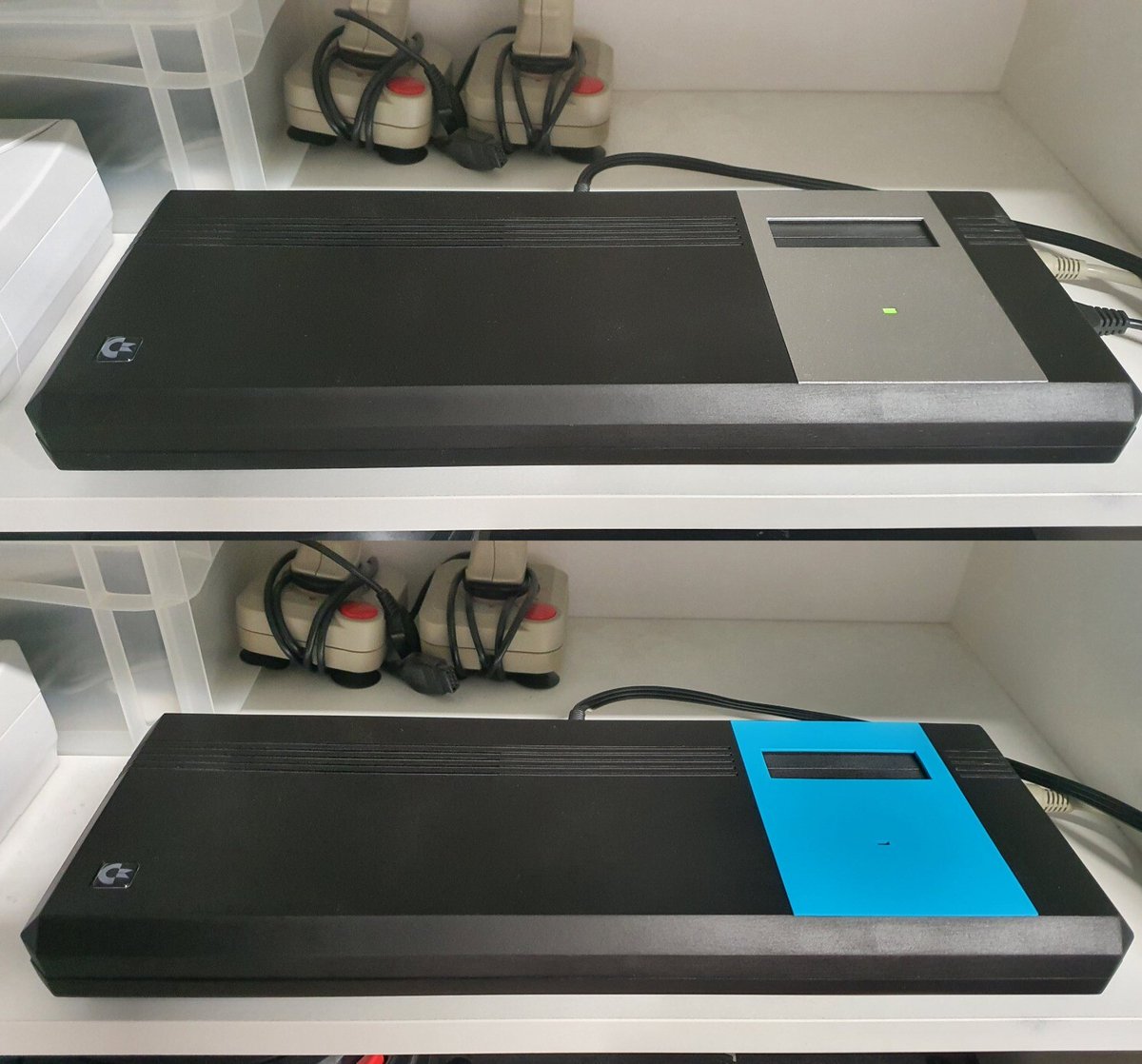 RetroWizzard's tweet photo. At first I wasn't sure if I should make the cartridge door bezel SX-64 blue or silver.
Do you think silver was the right choice?
#retrogaming #retrocomputing #Commodore #C64 #C64GS #3Dprinting https://t.co/S9wZnBwnQJ