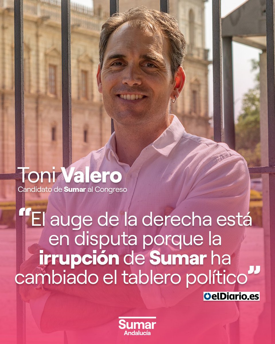 iuandalucia's tweet photo. 🗣️ @Toni_Valero: "La irrupción de Sumar ha cambiado el tablero político" https://t.co/iXgSnVYVEU