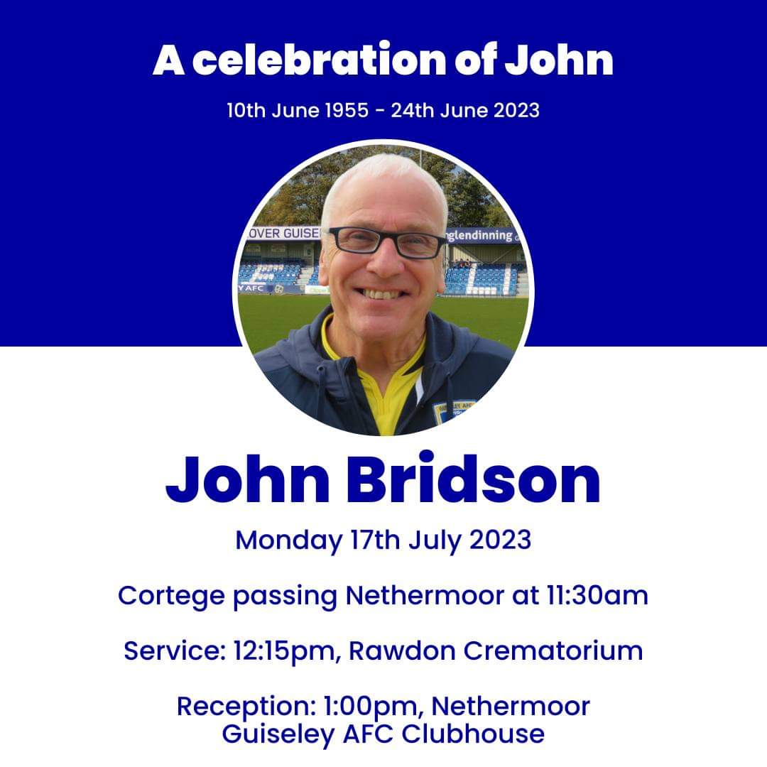 We can now confirm the details to celebrate Dad's life on Monday 17th July. Everyone is welcome to attend. 

Dad's cortege will pass Nethermoor at 11:30am. We would be grateful if you could clap him past before heading up to Rawdon Crematorium for the service at 12:15pm.