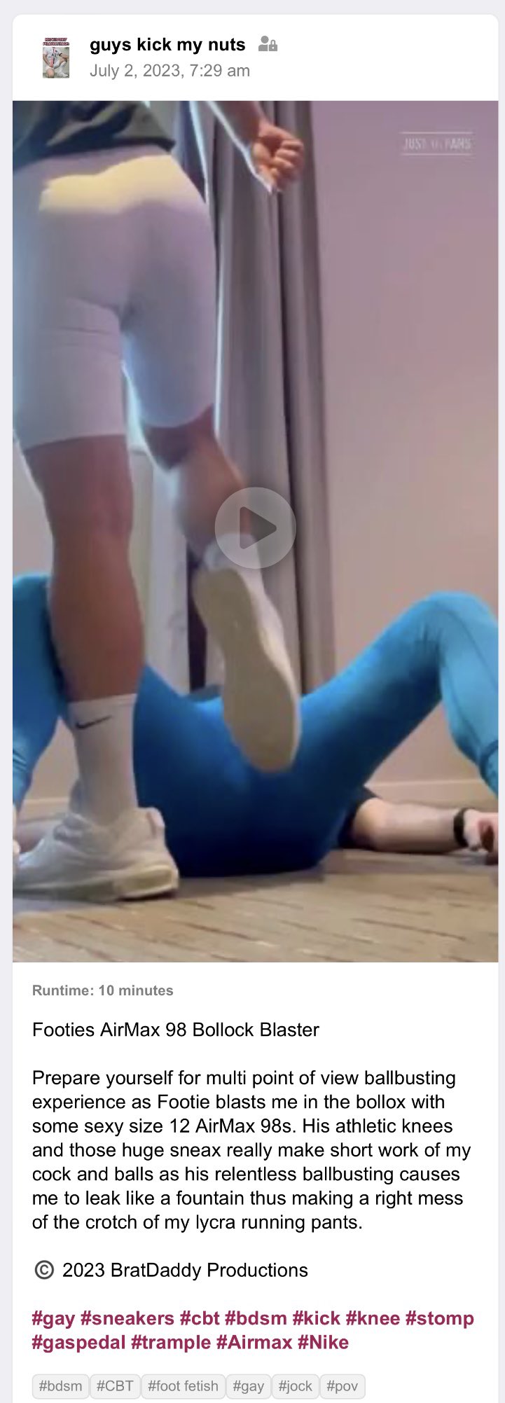 GUYS KICK MY NUTS 👟💥🥜 on X: Fancy watching me getting kneed & kicked in  the balls by Footie as he uses his athletic legs & those huge size 12  AirMax 98s