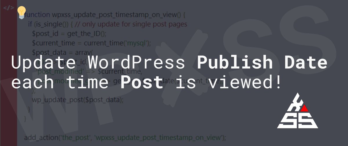 pejcic_rs's tweet image. Update WordPress Post Publish Date each time it is viewed! wpxss.com/wp-content/plu… #plugins #functionsphp