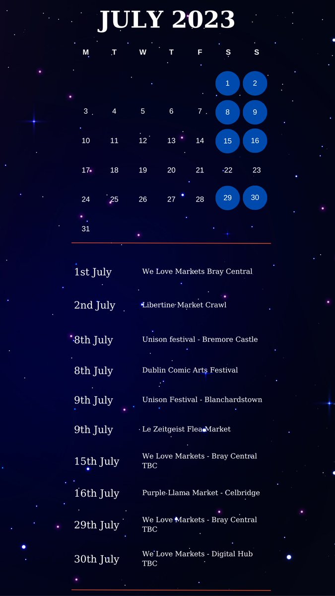 We have out market list for July, make sure to drop in to one and say hello.