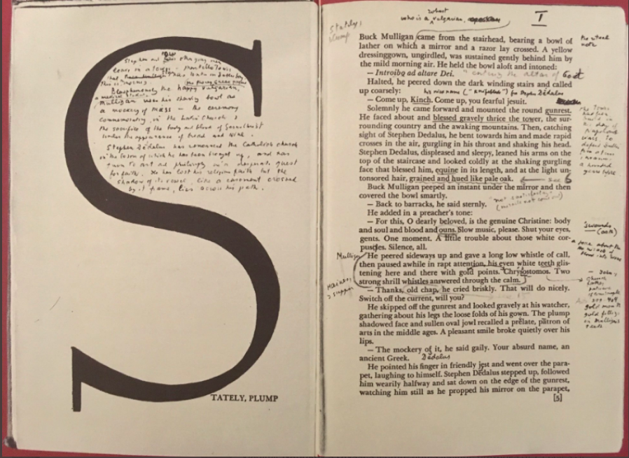 Vladimir Nabokov's annotated teaching copy of Ulysses (1934 Random House).