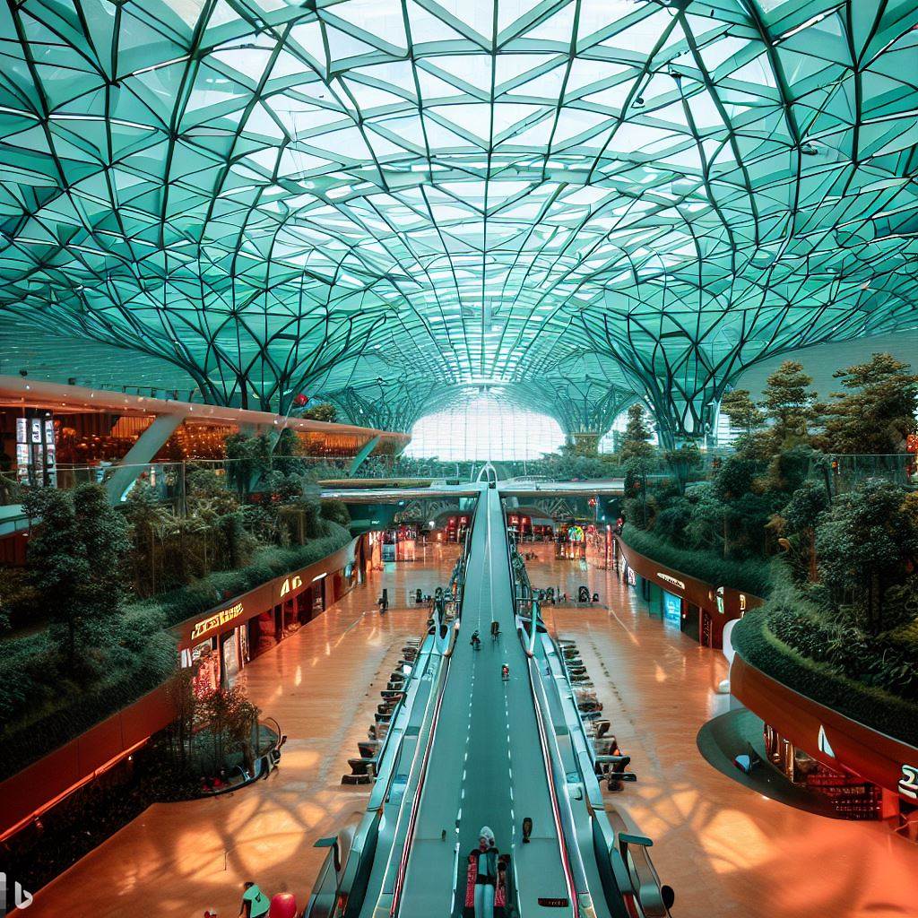 Terminal of the future for Singapore generated by AI #airportterminal #aigenerated #DallE
